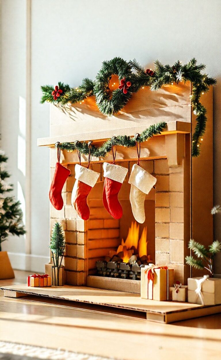Cheminée en carton pour noël : créez une déco festive 3 cheminée en carton pour noel