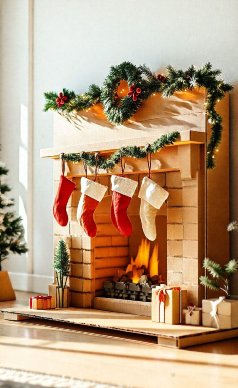 Cheminée en carton : créez une décoration festive pour noël 15 Cheminée en carton : créez une décoration festive pour noël